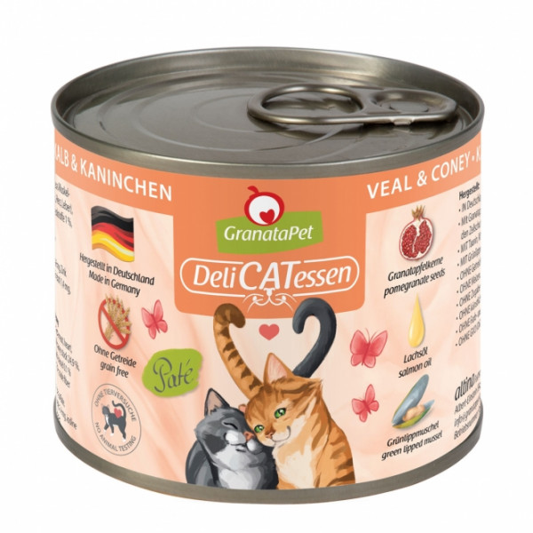 6 x GranataPet Delicatessen Dose Kalb & Kaninchen - 200 g